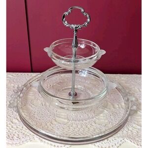 Tiered Display 10" Vintage Mikasa Walther-glas‎ Satin Rose Crystal German Flawed